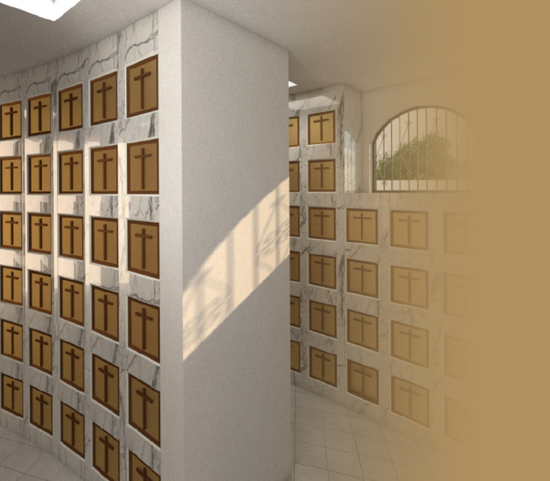 Nichos en paredes de mármol.